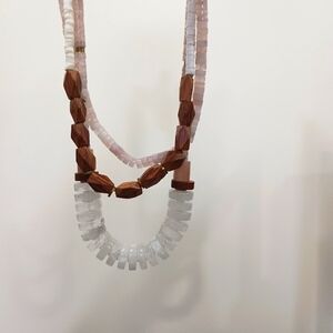 Elegant Pink and Brown Natural Gemstone Necklace Seraphina By Anthropology